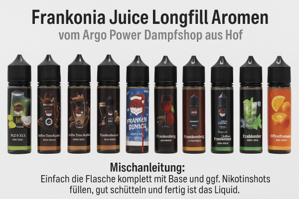 Frankonia Juice Longfill Aromen – Geschmack aus Hof entdecken - Frankonia Juice Longfill Aromen kaufen | Dampferlädla