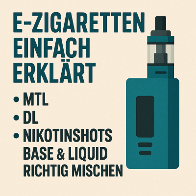E-Zigaretten einfach erklärt: MTL, DL, Nikotinshots, Base &amp; Liquid richtig mischen - E-Zigaretten Guide: MTL &amp; DL erklärt | Liquid mischen &amp; Nikotinshots