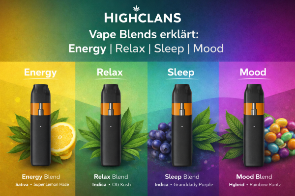 Highclans Blends im Überblick: Energy, Relax, Sleep und Mood - Highclans Vape Blends erklärt | Energy, Relax, Sleep &amp; Mood