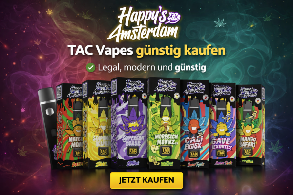 Happy’s Amsterdam TAC Vapes kaufen | 1000mg TAC legal &amp; günstig - Happy’s Amsterdam TAC Vapes günstig online kaufen