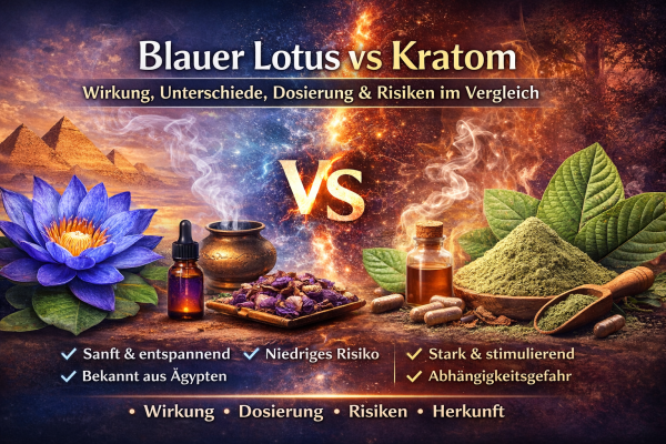 Blauer Lotus vs Kratom – Wirkung, Unterschiede, Risiken &amp; Anwendung im Vergleich - Blauer Lotus vs Kratom: Wirkung, Dosierung &amp; Risiken im großen Vergleich