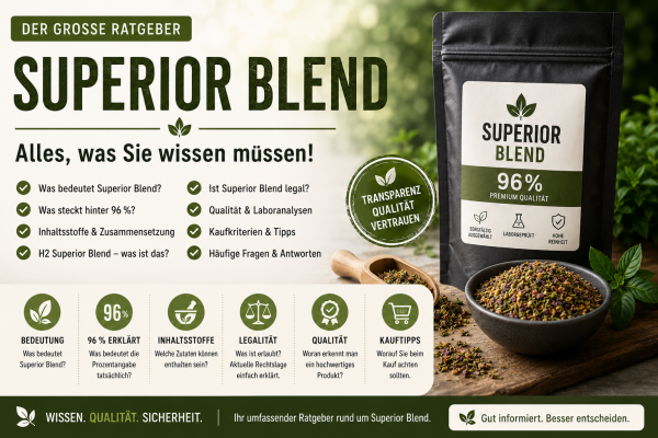Superior Blend – Der große Ratgeber: Bedeutung, Inhaltsstoffe, Legalität und Qualität einfach erklärt - Superior Blend erklärt: Bedeutung, 96 %, Inhaltsstoffe, Legalität &amp; Qualität