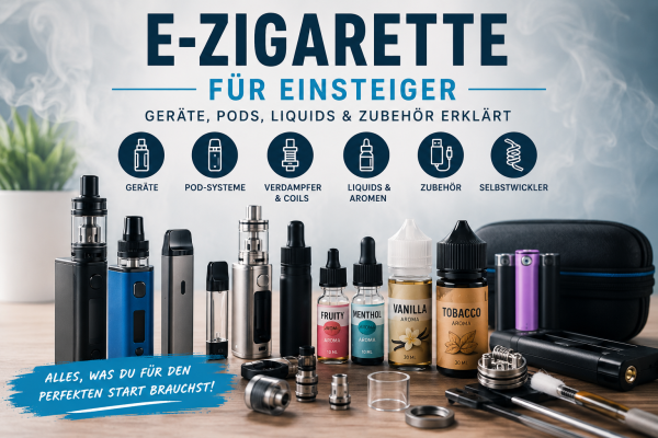 E-Zigarette für Einsteiger – Geräte, Pods, Liquids &amp; Zubehör erklärt - E-Zigarette für Einsteiger: Pods, Liquids &amp; Zubehör erklärt