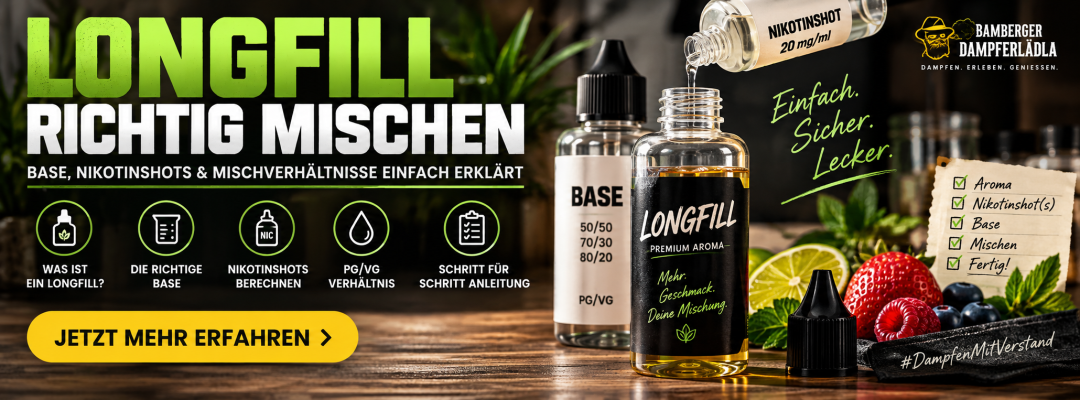 Longfill richtig mischen – Base, Nikotinshots &amp; Mischverhältnisse einfach erklärt - Longfill richtig mischen: Base &amp; Nikotinshots erklärt | Dampferlädla