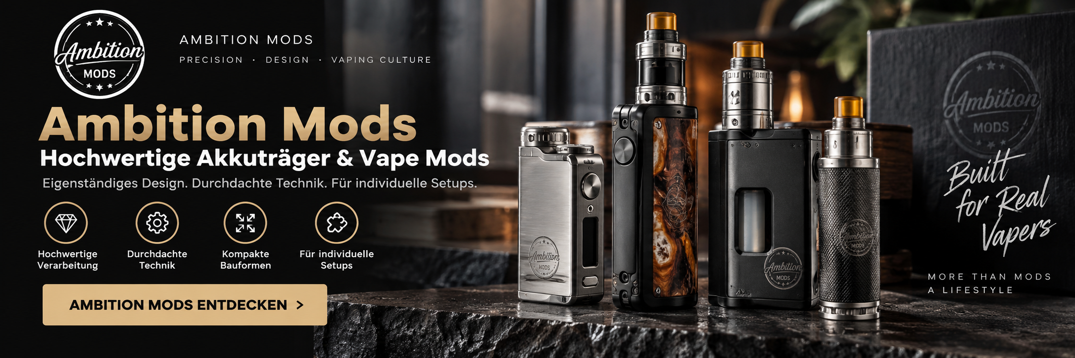 Ambition Mods Akkuträger und Vape Mods mit kompakten...