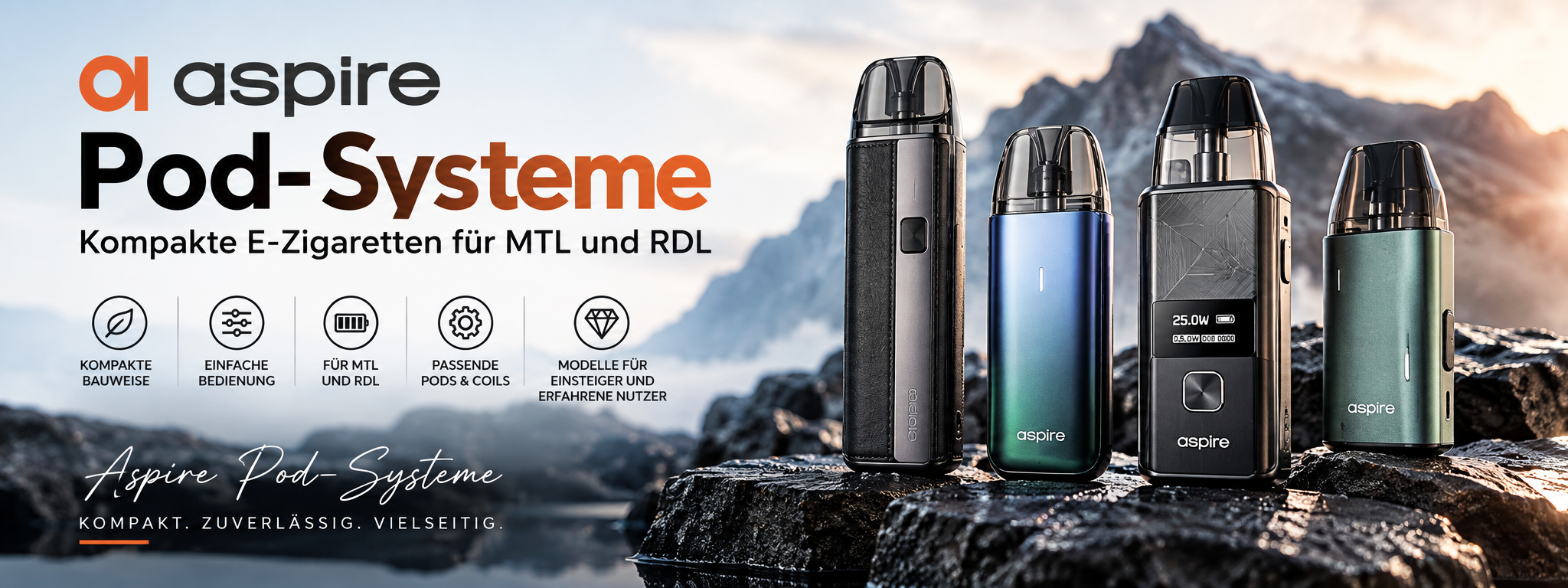 Aspire Pod-Systeme mit kompakten Pod Kits und...