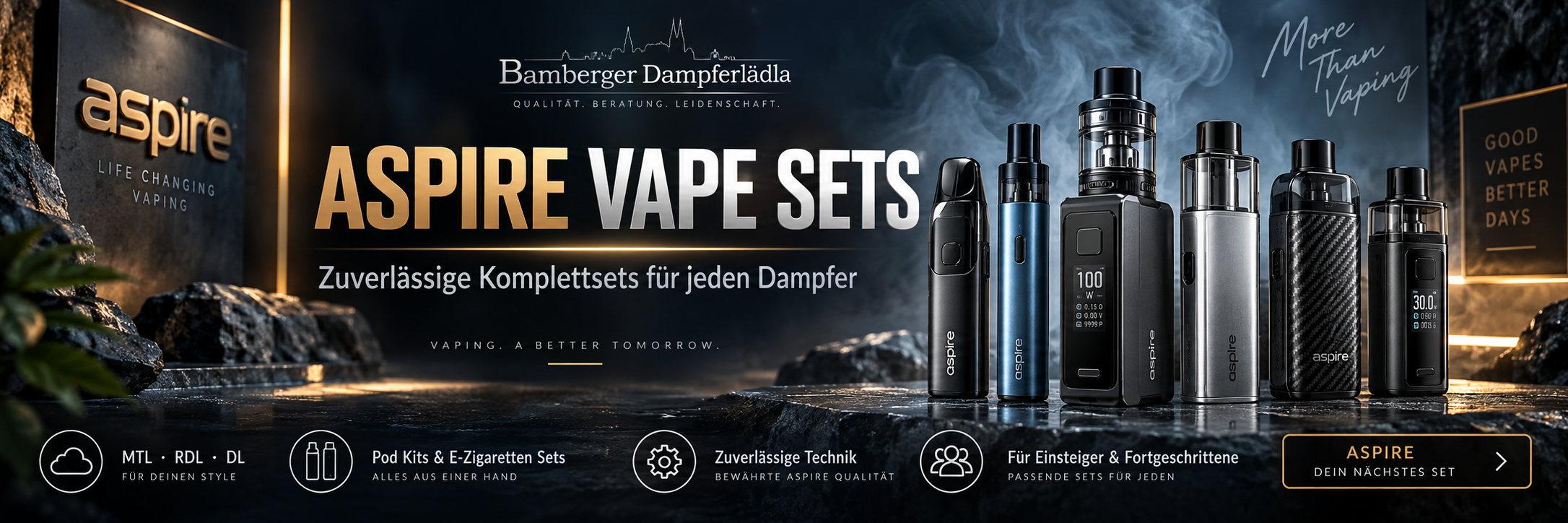 Aspire Vape Sets mit Pod Kits, E-Zigaretten Sets und...