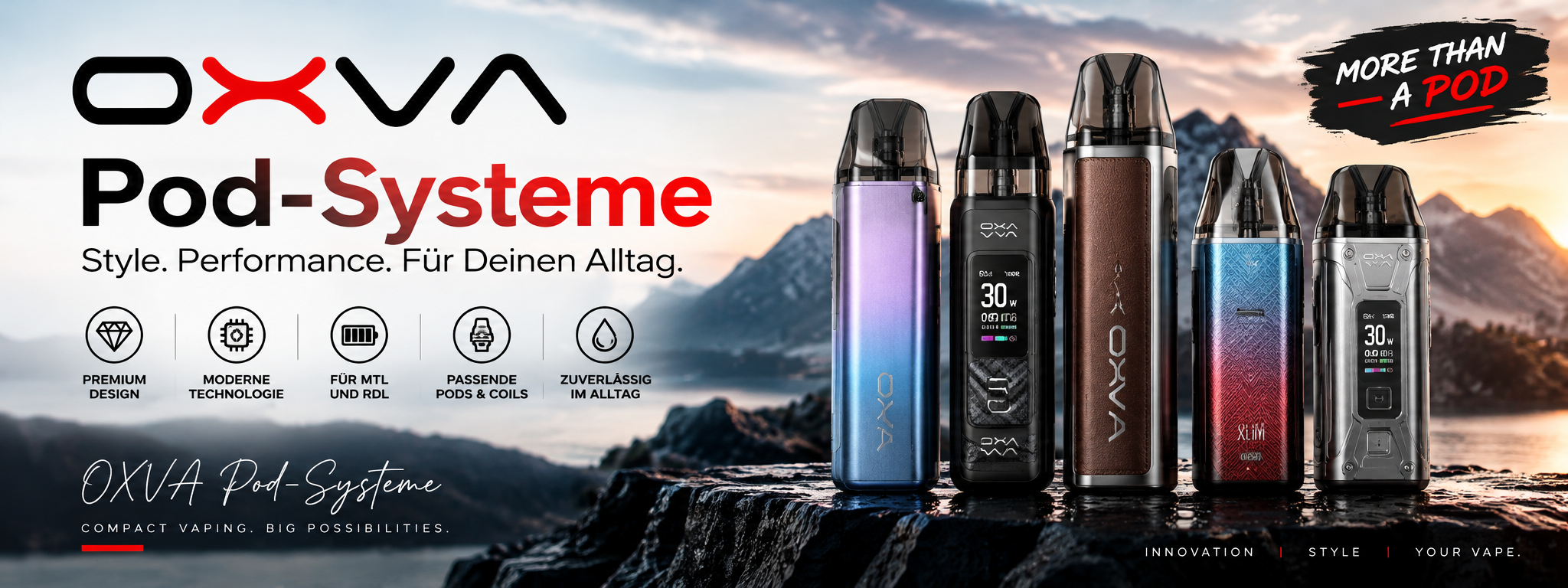OXVA Pod-Systeme mit kompakten Pod Kits für MTL und RDL