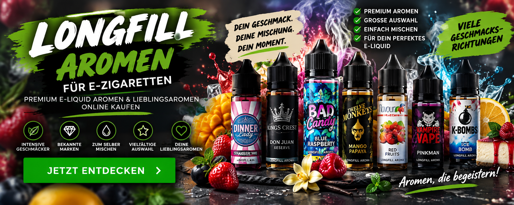 Longfill Aromen für E-Zigaretten mit verschiedenen...