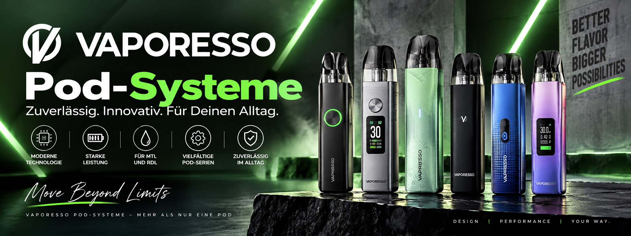 Vaporesso Pod-Systeme mit kompakten Pod Kits für MTL und RDL