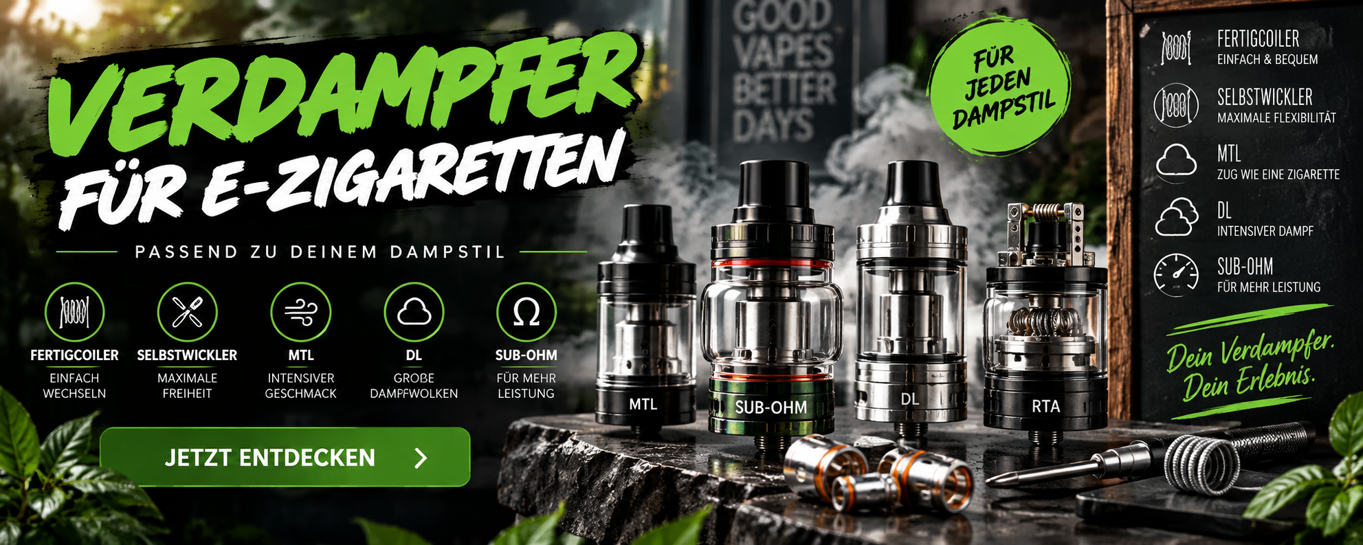 Fertigcoil Verdampfer für E-Zigaretten mit MTL, DL und...