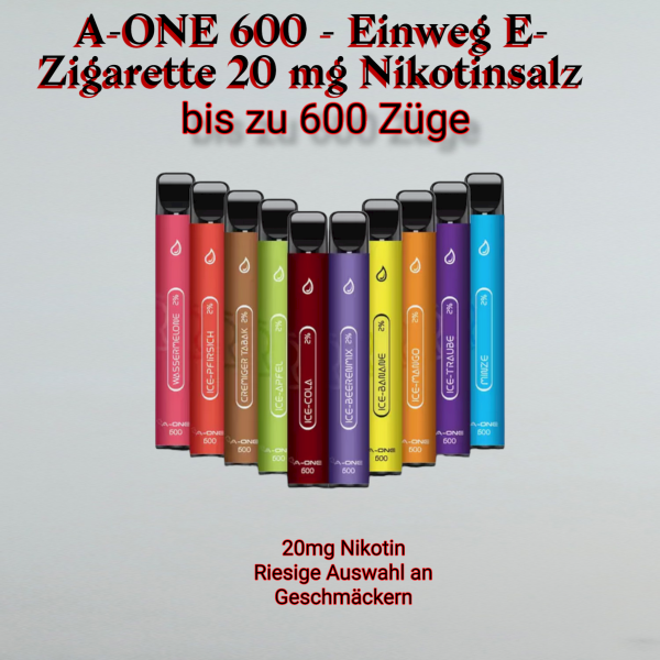 A-ONE 600 - Einweg E-Zigarette Disposable 20mg CREMIGER TABAK