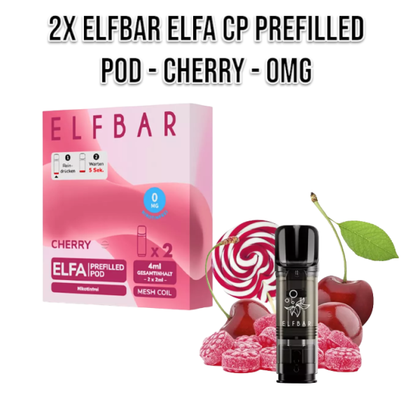 2x Elfbar ELFA CP Prefilled Pod - Cherry - 0mg