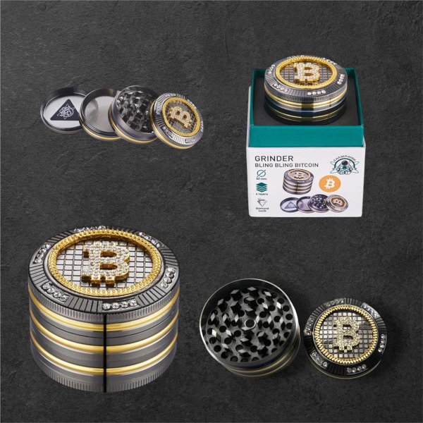 Bling Bling Bitcoin Grinder 50mm Aluminium 4-teilig