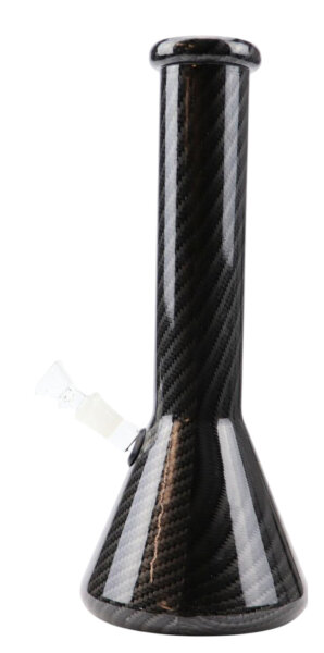 Bong Glas gerade Carbondesign schwarz H32.5 cm