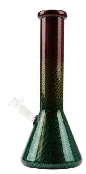 Bong Glas gerade Carbondesign grün/gelb/rot H32.5 cm
