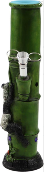 Bong Acryl/Polyresin gerade PANDA grün H26cm