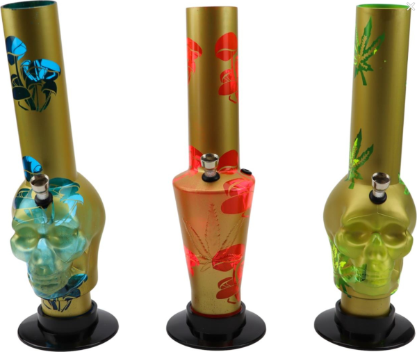 Bong Acryl SKULL/MUSHROOMS sortiert H32cm