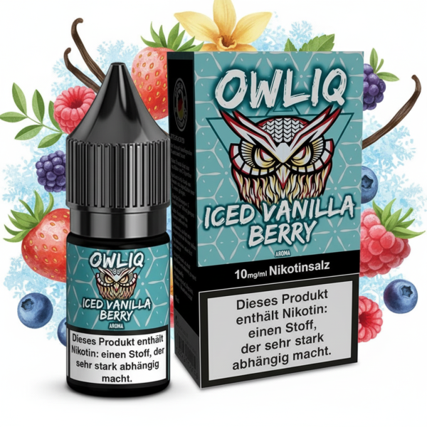 Owliq 10ml Liquid 10/20mg Iced Vanilla Berry 10mg