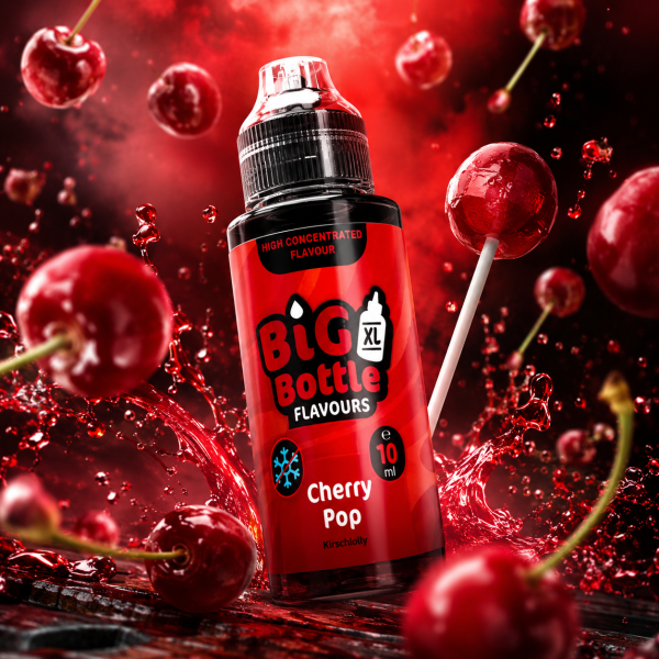 BIG BOTTLE Cherry Pop Aroma 10 ml – süßer Kirsch Lolli für deine E‑Zigarette