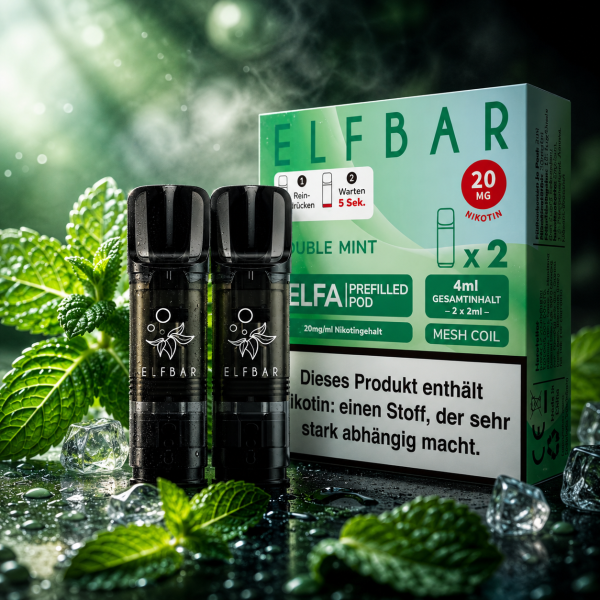 2x Elfbar ELFA CP Prefilled Pod -Double Mint 20mg