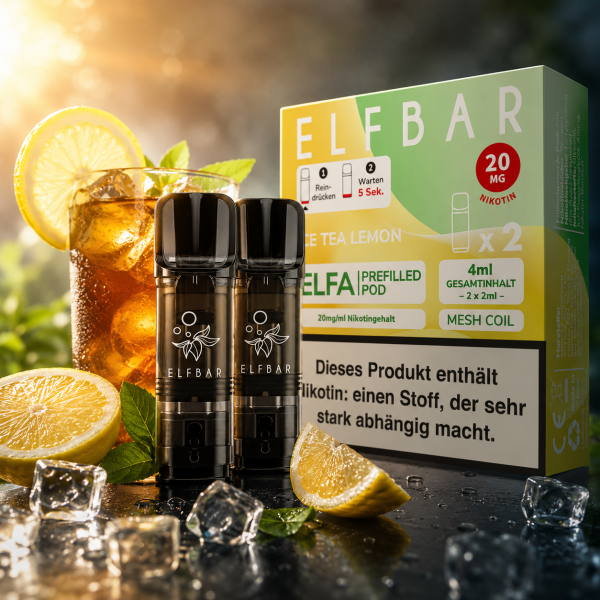 2x Elfbar ELFA CP Prefilled Pod -Ice Tea Lemon 20mg