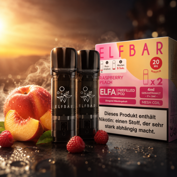 2x Elfbar ELFA CP Prefilled Pod Raspberry Peach 20mg