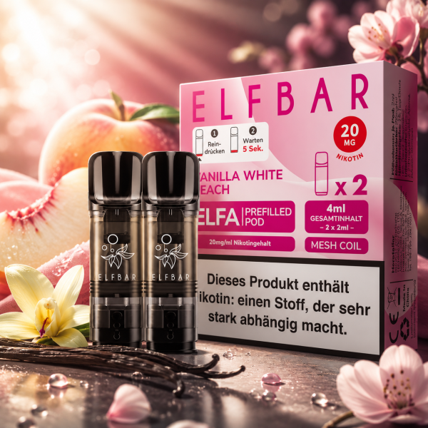 2x Elfbar ELFA CP Prefilled Pod - Vanilla Whit Peach