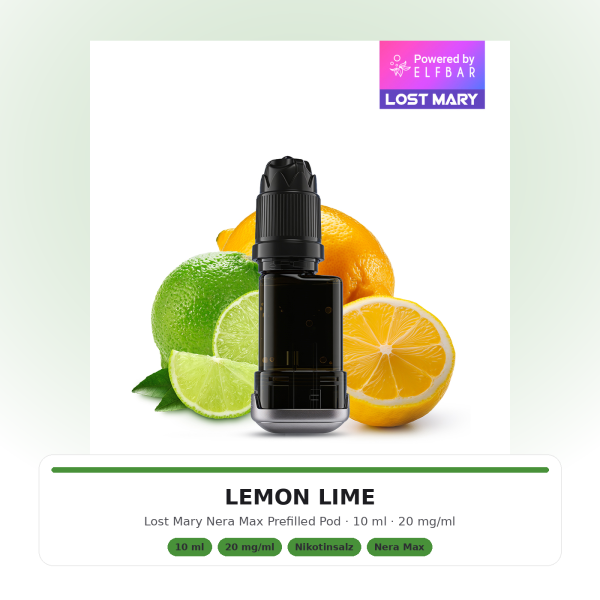 Lost Mary Nera Max Prefilled Pod 10ml/20mg Lemon Lime 10ml/20mg